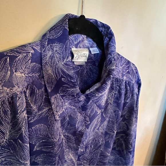 Lykettes Tops - Vintage Blue/Purple Floral Blouse | Size Tag Worn, Fits Large & XLarge